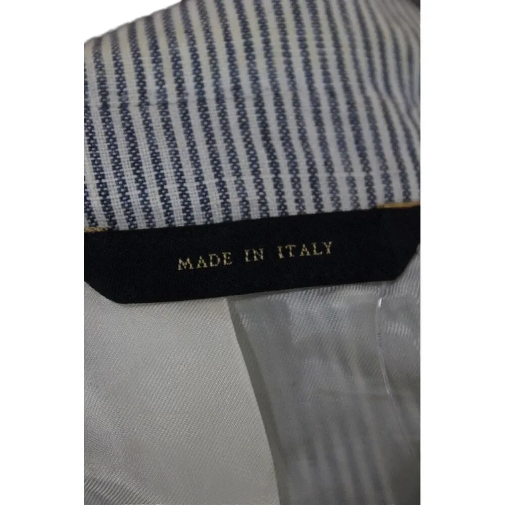 Brooks Brothers Mens Gray Striped Linen Blazer Button Size 44